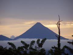 Volcano sunset view