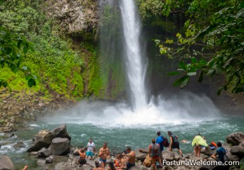 The clear waters of the Fortuna Waterfall will take your breath away.