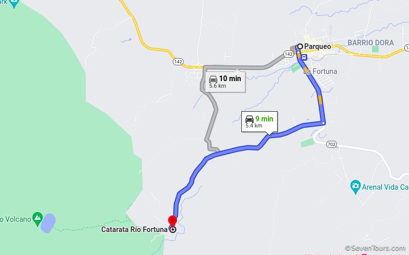 Ruta Centro La Fortuna hasta Catarata La Fortuna