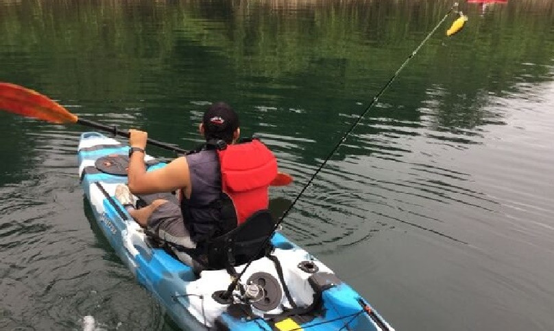 Kayak fishing on Lake Arenal